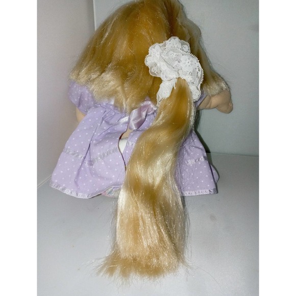 HTF Vtg 1987 Hair Grow Cabbage Patch Lemon Blonde HM 22 Purple Dress P Factory - Picture 7 of 11